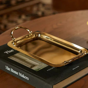 Bandeja Decorativa de Metal, Bandeja Dorada para Servir, Bandeja de Lujo para Cosméticos, Bandejas de Almacenamiento - Product Image 1