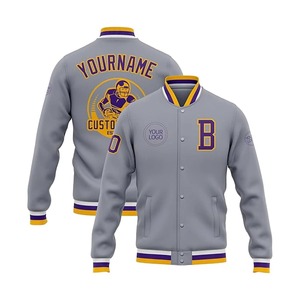 Veste universitaire en coton mélangé personnalisée de haute qualité pour hommes, mode personnalisée avec numéro de nom cousu Service OEM - Product Image 4