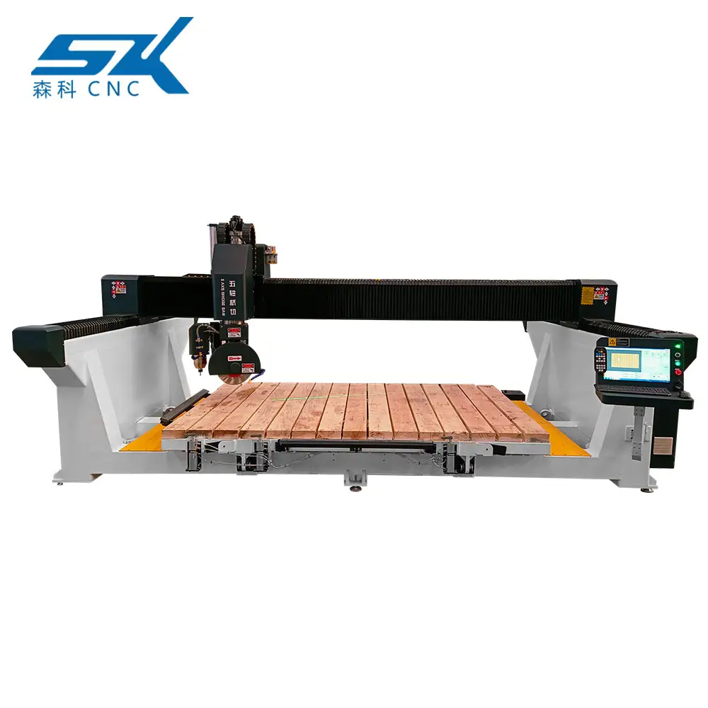 5 axis dekton blade double beam marble and granite quartz bridge saw milling cutting machine for large stone plate