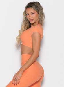 Meilleure qualité Tangerelle femmes Toggluxe haut court 4 voies Stretch réglable bascule doux respirant entraînement haut court t-shirts pour les femmes - Product Image 4