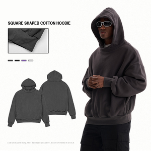 เสื้อฮู้ดดี้ผู้ชายทรงบ็อกซี่ ผ้าฟลีซเทอร์รี่คุณภาพสูง กันลม ใส่ได้ในฤดูหนาว เป็นมิตรต่อสิ่งแวดล้อม น้ำหนัก 500 กรัม ผ้าฝ้ายหนานุ่ม ทรงโอเวอร์ไซส์ สไตล์วินเทจ แบบปกติ - Product Image 4