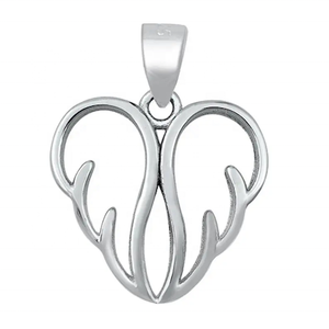 Colgante de alas y corazón de plata de ley 925 de diseñador único hecho a mano, joyería para boda, colgante de plata lisa, precio al por mayor - Product Image 1