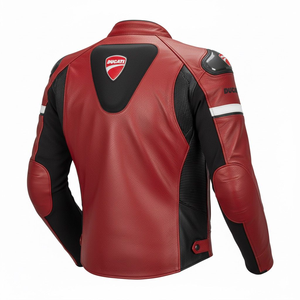 Blouson de moto en cuir rouge personnalisé Rucati, cuir de vache/kangourou, sur mesure, pour la conduite/la piste, chaqueta avec bosse, protections CE - Product Image 2