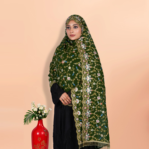 Hiyab de Georgette Premium para Fiestas con Bordado Enriquecido y Trabajo de Lentejuelas con Cuentas, Borde de Encaje Latkan - Product Image 6