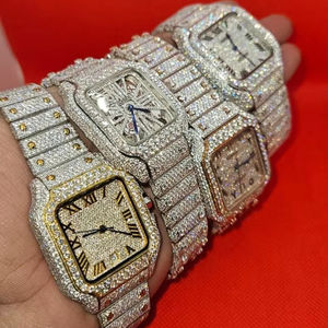 Luxury Custom <b>Men's</b> Mechanical <b>Watch</b> Moissanite Diamond Dial High Quality Stainless Steel Band Rectangle Crystal ETA Auto Date - Product Image 1