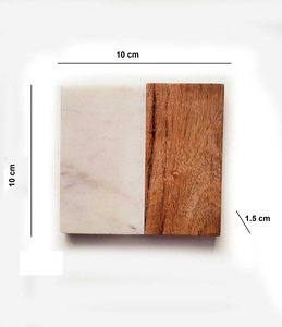 Set of 4 Handmade Modern Design <b>Marble</b> Wood <b>Square</b> Coasters Sustainable Mats Pads for <b>Coffee</b> Tea Wine Wedding Housewarming Gift - Product Image 2