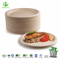 Assiettes jetables en bagasse de canne à sucre SUMKOKA sans PFAS, compostables, biodégradables, 7 pouces, assiettes rondes en bagasse naturelle