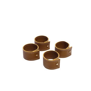 Rond de serviette en cuir blanc foncé fait à la main Article de table de style fantaisie à vendre au meilleur prix - Product Image 6