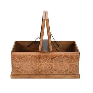 Boîte à café en bois de manguier sculpté - Product Image 4