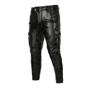 Pantalon en cuir pour homme, design personnalisé, prix raisonnable, vêtement décontracté, couleur unie, léger, taille mi-haute, braguette à boutons - Product Image 2