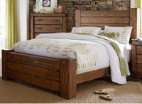 Lit en teck au design minimaliste Queen-Size Meubles européens en bois massif Style traditionnel Finition en teck naturel Rangement pour la maison