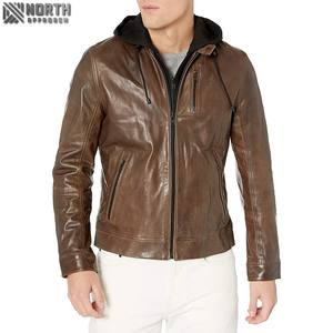 Usine directe hommes en cuir véritable Bomber veste Camouflage Moto Biker Style imperméable coupe-vent fermeture à glissière hiver - Product Image 6