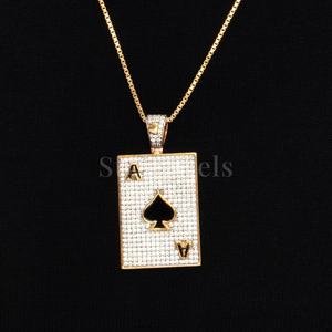 Luxury <b>Gold</b> Ace Spades Hip-Hop Pendant Modern Statement Jewelry <b>for</b> <b>Men</b> Women Zircon <b>for</b> Weddings Parties Symbolizing Power Risk - Product Image 5