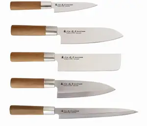 Manche en bois ovale couteaux de cuisine de style japonais Wabocho de haute qualité fabriqués en Seki japon logo personnalisé