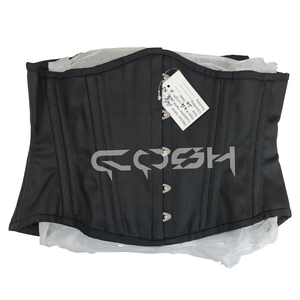 Corsé Gótico Negro de Algodón Personalizado, Corsé Corto Debajo del Busto con Varillas de Acero para Entrenamiento de Cintura |   Corsé de algodón negro - Product Image 1