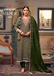 Nuevo Maruti Fashion MF1112 Pure Cotton Kurta Pant Dupatta Set Impreso Fancy Work Shiffli Lace Full Cotton Inner Traditional Wear - Product Image 5