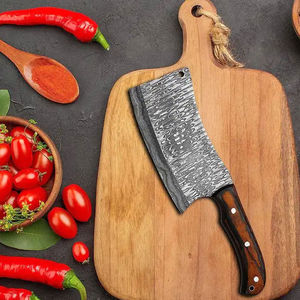 Vente en gros 2024 OEM taille personnalisée couteau de cuisine fait à la main en acier inoxydable damas couperet rasoir pointu cuir corne poignée - Product Image 3