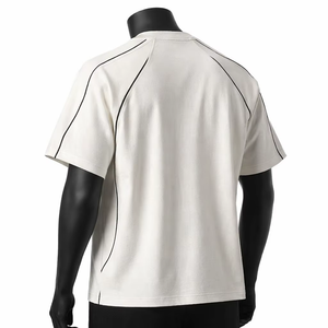 T-shirt blanc à manches courtes pour homme, col rond, coupe classique, style décontracté, anti-boulochage, tricoté, 100% coton - Product Image 4
