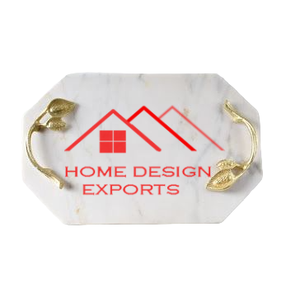 ถาดเสิร์ฟอาหารหินอ่อนทำมือพร้อมที่จับโลหะดีไซน์ล่าสุด - Product Image 3