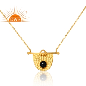 Nuevo diseño de tendencia Plata de Ley 18K Chapado en oro Natural Negro Onyx Piedra preciosa Colgante Demi Joyería fina Fabricante - Product Image 2