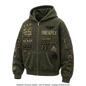 Olive Green Washed <b>Zip</b> <b>Up</b> <b>Hoodie</b> Oversized Streetwear <b>Graphic</b> Fleece Sweatshirt Distressed Casual Unisex Fashion Jacket - Product Image 3