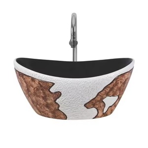 Évier en céramique mat en bois pour lavabo à main Évier de table Salle de bain Bassin d'eau Petit évier sanitaire en céramique pour décoration intérieure - Product Image 4