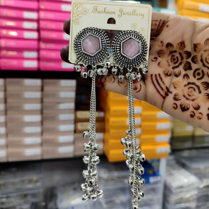 Tip Top Fashions Chapado en plata Kashmiri Jhumka Pendientes colgantes Accesorio de moda elegante - Product Image 1