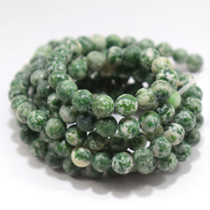 Jaspe de punto blanco Natural para fabricación de joyas, cuentas espaciadoras redondas de sodalita de vetas verdes, pulsera de oreja DIY - Product Image 1