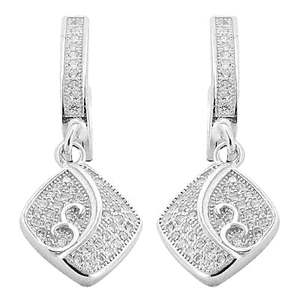 925 Silver <b>Diamond</b>-Cut Drop <b>Earrings</b> for Women Fashionable Gift Product - Product Image 1