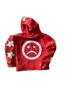 Patch en détresse Applique Broderie Boxy Cropped Zip up Hommes Hoodie basiques coton mélangé - Product Image 2