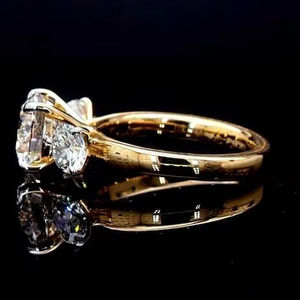 Anillo de Bodas de compromiso de diamante cultivado en laboratorio de oro blanco de 14 quilates, regalo de aniversario, anillo de diamantes cortado en estilo diamante - Product Image 2