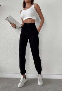 Personalizado al por mayor verano transpirable ecológico de secado rápido Fitness mujeres Joggers bolsillos salón negro pantalones Yoga entrenamiento correr - Product Image 3