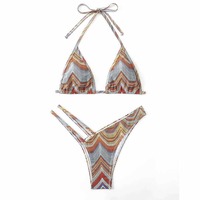Ensemble de bikini 2 pièces sexy de luxe pour femmes, taille plus, coupe haute, avec logo personnalisé, dentelle, maillot de bain d'été
