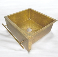 Évier de cuisine en laiton à bol unique fait main de luxe, conçu sur mesure, évier de cuisine en laiton doré pour la maison et la villa sans robinet