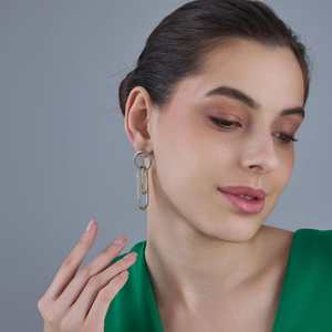 Trendy Geometric Drop Earrings 183951 Zinc Alloy Party Accessory - Product Image 1