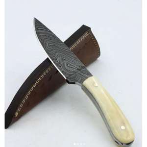 Cuchillo de caza para desollar con mango de madera, hoja de punta caída y filo recto, ideal para cumpleaños, hecho de acero de Damasco, OEM disponible - Product Image 6