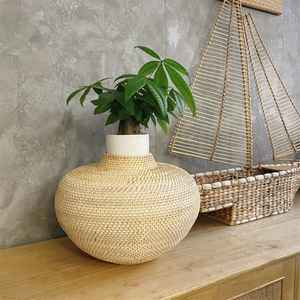 ชุดแจกันตกแต่งทำมือจากหวายสานแบบสองชิ้น เป็นมิตรกับสิ่งแวดล้อม ตกแต่งบ้านอย่างมีชีวิตชีวา - Product Image 4
