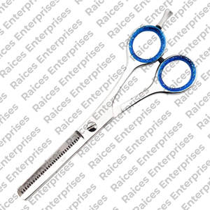 Tijeras profesionales para adelgazar el cabello de peluquero de acero inoxidable, punta de hoja afilada con reposapiés disponible en diferentes colores - Product Image 2