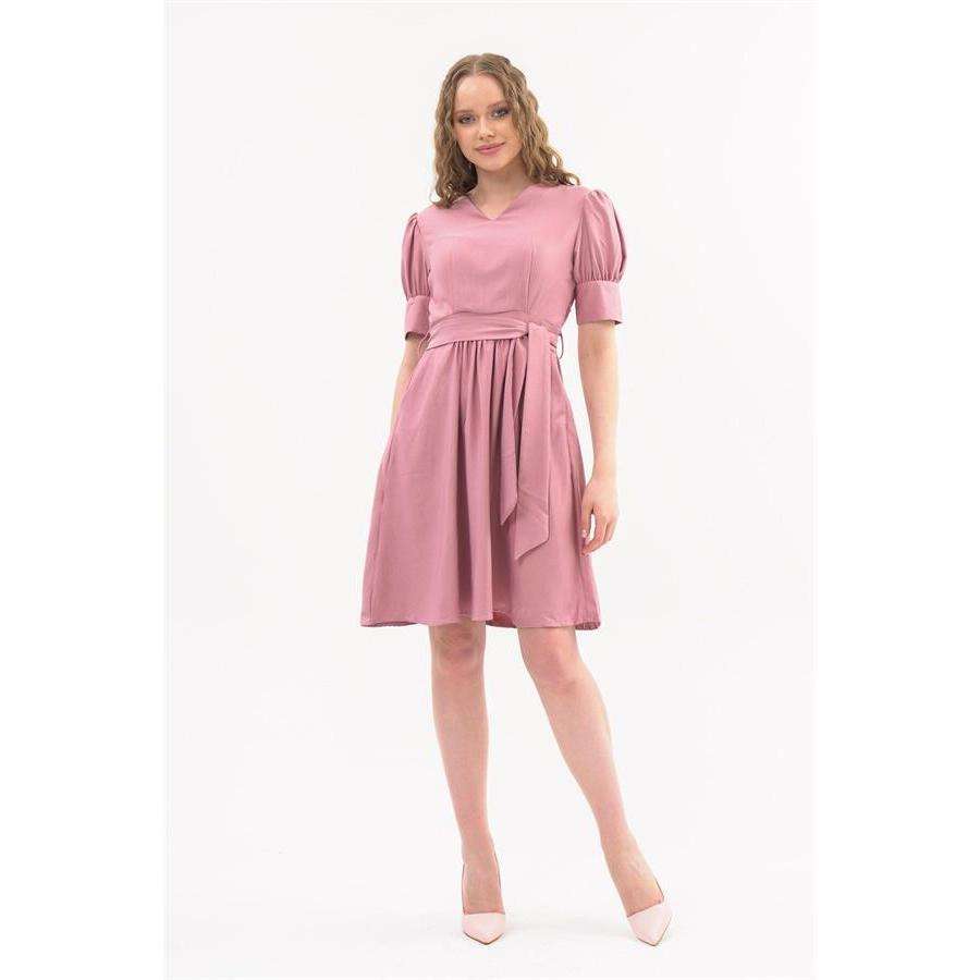 Women's Belted Pocket Detailed Casual Midi Dress 4379/95 with - Main Image