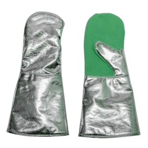Gants de four en cuir de vachette antidéflagrants résistants à la chaleur avec une feuille d'aluminium à l'arrière longue manchette BBQ cuisson gants de cuisine - Product Image 3