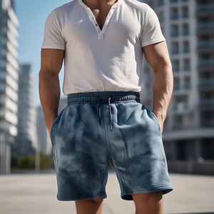 Acid Wash Printed Sweat Shorts <b>Men</b> High Drawstring <b>Waist</b> Washed Sublimation Sweat Shorts <b>Men</b> Jogging Wear Vintage Sweat Shorts - Product Image 5