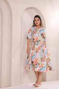 Floral Paisley <b>Midi</b> <b>Dress</b> Summer Wear Bohemian Cotton <b>Dress</b> Women's Summer Outfit - Product Image 5