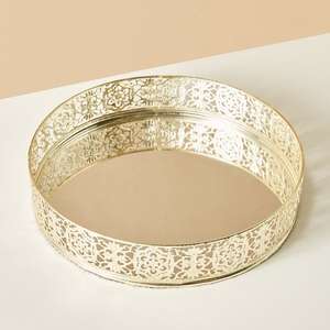 Plateau de service moderne et design en métal doré clair, base miroir, luxe doré, multifonctionnel, décoration d'intérieur, spécial Noël - Product Image 4