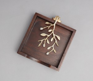 Servilletero de Base de madera con hojas con capullo, servilletero con solapa ponderada, accesorio de decoración para mesa de comedor - Product Image 4