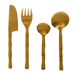 Juego de cubiertos de oro de lujo Cucharas de acero inoxidable en acabado espejado a granel Largo en el camino - Product Image 4