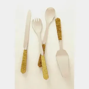 Ensemble de 4 couverts en acier inoxydable poli miroir, parfait pour ustensiles de cuisine, couverts de table, design simple - Product Image 4