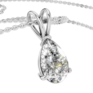 Collier en or massif 14 carats avec chaîne creuse et moissanite taille poire, bijoux fins classiques, cadeaux de fiançailles pour femme - Product Image 4