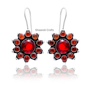 Recién llegado, pendientes de gancho oxidados de plata, piedra de color rojo, joyería de moda hecha a mano para mujer para fiesta de boda y ropa Mehndi - Product Image 3