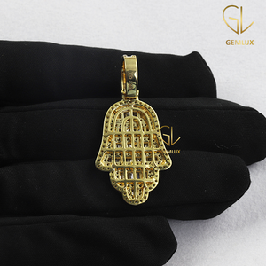 สร้อยคอเพชรโมอิสรูปต้นปาล์มประดับเพชรแบบสองสีแนวฮิปฮอปคริสต์มาสของขวัญจี้สำหรับผู้ชายผู้หญิง - Product Image 3