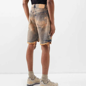 Pantalones cortos vaqueros holgados Vintage de verano personalizados 2025 para hombre, pantalones cortos de trabajo sueltos con servicio OEM, medio pantalón de calle - Product Image 4